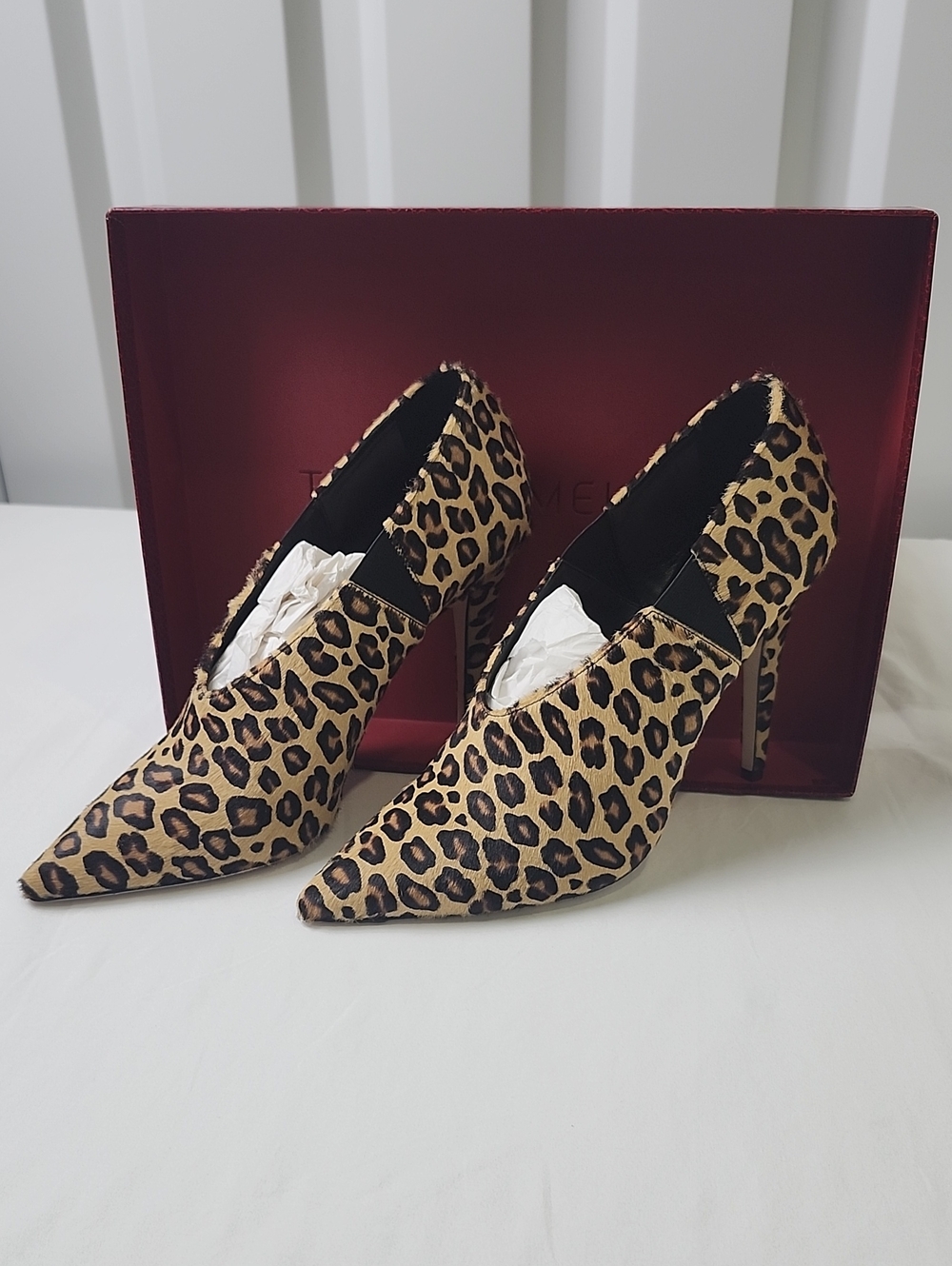 Tamara Mellon League 105 Calf Hair Pointed-Toe Stiletto Booties Sz IT39 US 9